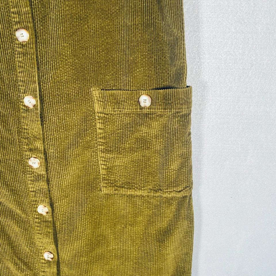 Vestido de pana vintage para mujer L dorado marrón abotonado sin mangas Maxi y2k Cottage Foto 3 de 4