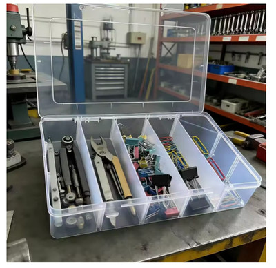 Hardware tool storage box, 5-compartment transparent tool organizer box
