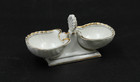 Antike KPM Berlin Porzellan Menage Doppelschale weiß / gold Muschel Form