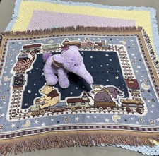 Winnie the Pooh Baby Blanket Lot w/ Crochet Blanket Heffalump Plush