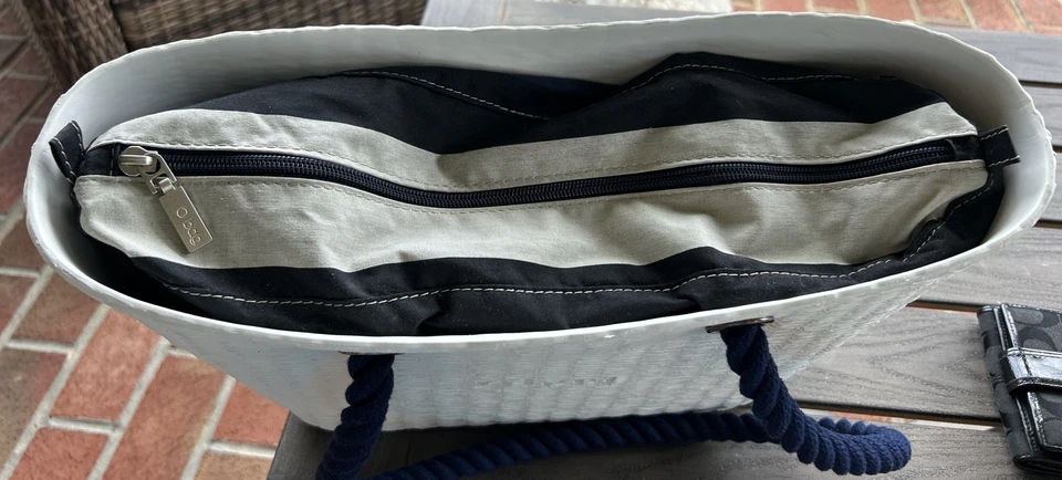 Bolso OBag Blanco Doble Cuerda Asas Hecho en Italia Punto Completo Hombro 11 x 14 x 4 Foto 3 de 4