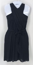 LOFT Dress Womens Sz 8 Black Sleeveless Midi Ruffle Tie Waist Sundress NWT