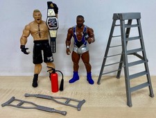 WWE - Brock Lesnar vs Big E action figures w/ Ladder & Title Belt accessories