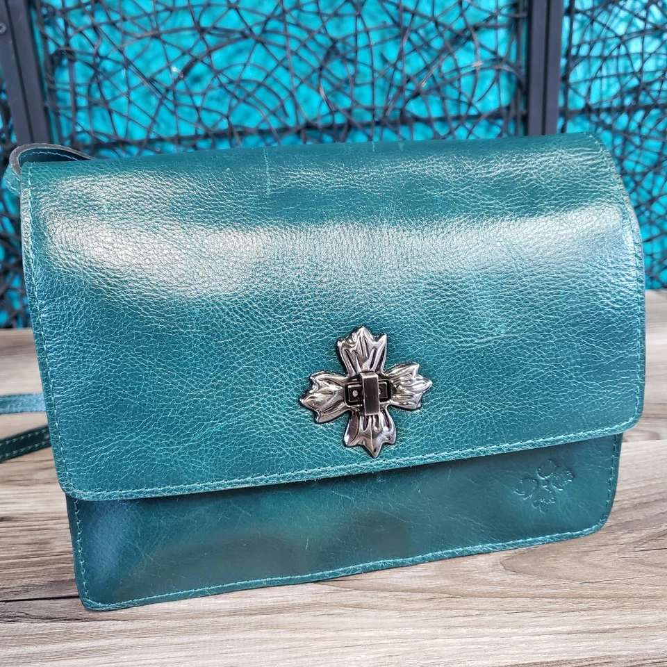 Bolso de Cuero Consilina Colección Vintage Envejecido Patricia Nash Azul Coral NUEVO Foto 3 de 4