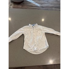Tommy Hilfiger Kids Button Down Shirt White Small Geometric Print Size 2T