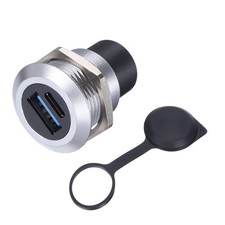 USB 3.0 Type-C Panel Mount Socket Connector Round Silver