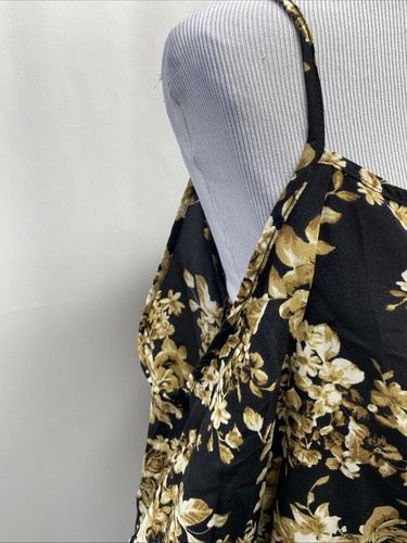 Romeo & Juliet Couture Womens Small Black Brown Floral Tie Front Crop Top - Picture 3 of 12