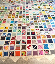 Hand Stitched Quilt CATHEDRAL WINDOW 84X95 Vintage 1991
