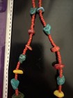Red Coral Block Turquoise Green Turquoise Beaded Necklace — photo 5
