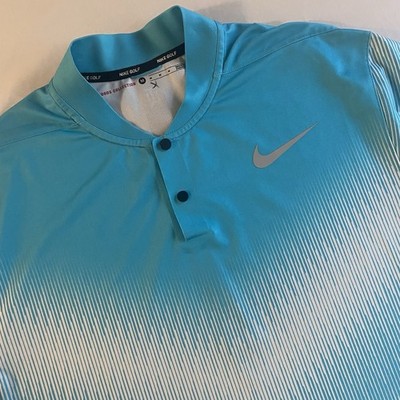 Nike Dri-Fit Tiger Woods Blade Collar Polo Shirt Men M Snap Button
