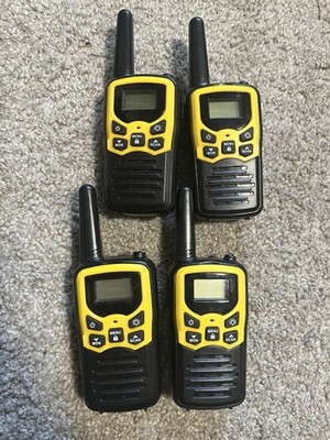 Set of 4 Yellow Black Handheld Walkie Talkies Channel Monitor Scan