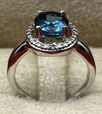 Vintage Dark Blue London Topaz And Sterling Silver Ring Size 7.5 5.5 Grams