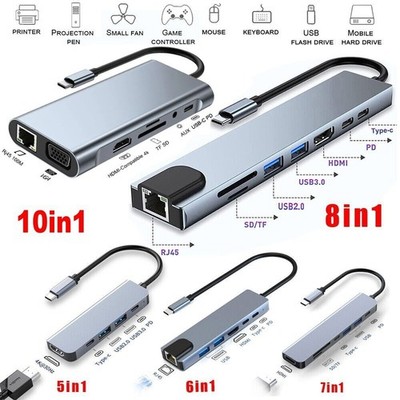 For MacBook Pro/Air iPad Pro Laptop USB C Type C Hub Ethernet Multiport Adapter