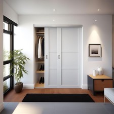 Bypass Sliding Door Hardware Kit 6' 72" Aluminum Alloy Dual-Track for Closet