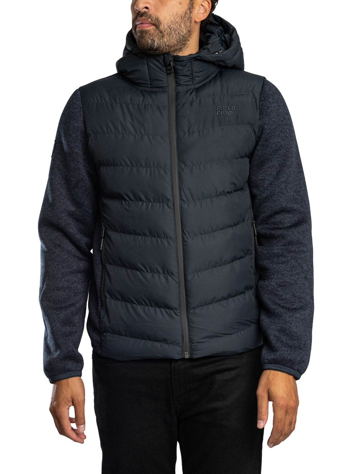 Superdry Knitted Hybrid Hooded Jacket Men's Navy Blue Extra Large - La Redoute - Image 2