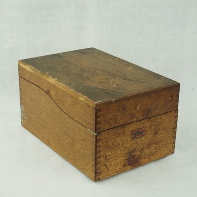 Vintage Weis Dovetailed Solid Oak Wood Recipe Index Card Box Made In USA