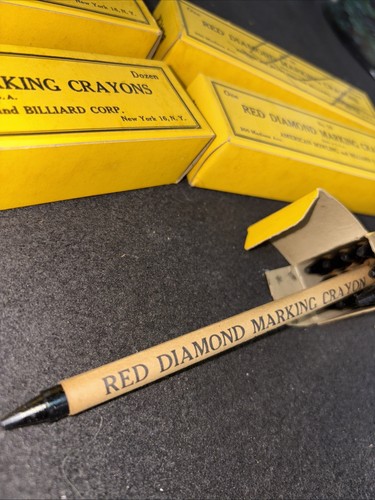 vintage red diamond marking crayons bowling billiards Set Of 5Dozen No 50 BLACK - Picture 2 of 6