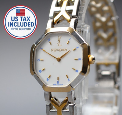 【 Exc+5 】 Yves Saint Laurent 2200-226313 Roman Two Tone Octagon Qz Women's Watch