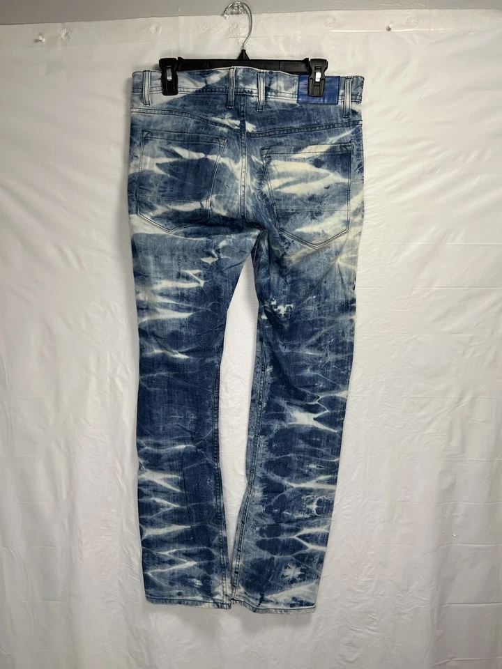Pantalones de mezclilla Jordan Craig para hombre 32x32 azul calce ajustado lavado ácido desgastado grunge Foto 2 de 4