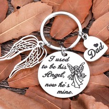I used to be his angel now he is mine sympathy memorial keychain gifts for hi...