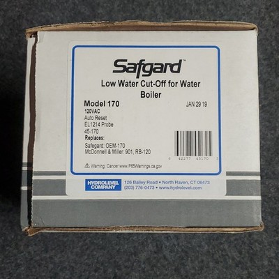 Hydrolevel Safgard Model 170 Low Water Cut-Off 120VAC for Water Boiler 45-170