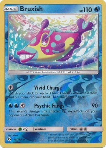 POKEMON BRUXISH #48/149 RARE REVERSE HOLOFOIL NM SUN & MOON BASE SET CARD