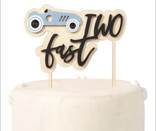 Wood Two Fast Cake Topper - Wood Race Car Cake Topper,Race Car Second Birthday