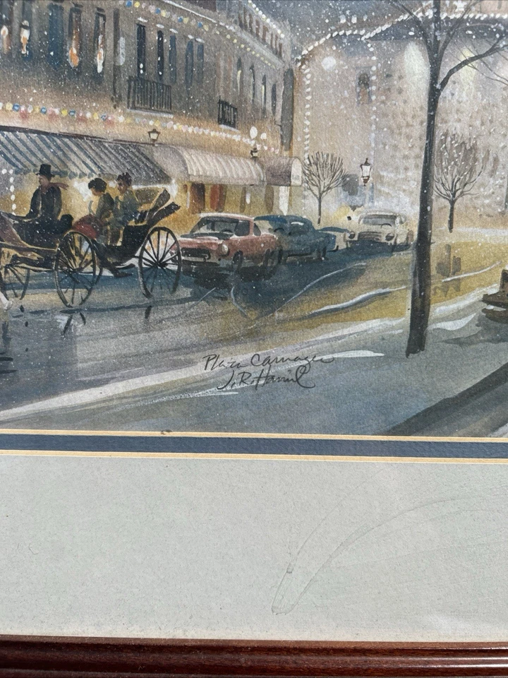 J.R. Hamil Watercolor Plaza Carnegie Pittsburgh Pennsylvania PA Signed Framed - Image 2 of 4