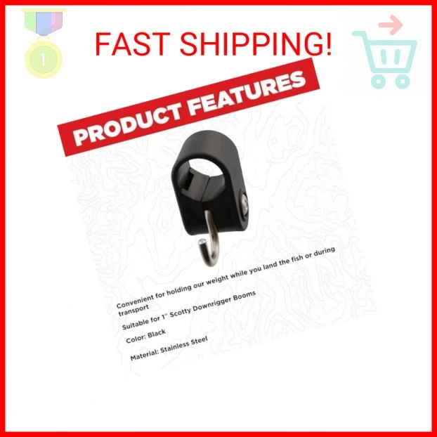 Scotty #1147 Weight Hook, Boom Mount for 1-Inch Boom,Black - Image 2 of 2