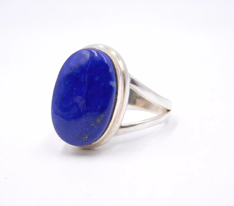 5.50 GM 925 Argento Sterling Naturale Lapislazzuli Cab Gemma Misura Anello 6.5 " - Immagine 2 di 4