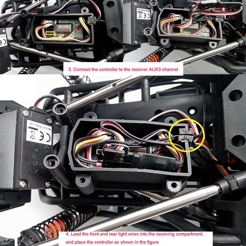 LED Headlight Rear Light Strap For Axial RBX10 RYFT RC Crawler RC Switch Channel - Picture 9 of 14