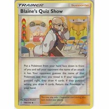 186/236 Blaine's Quiz Show Reverse Holo Card: Pokemon TCG SM-11 Unified Minds