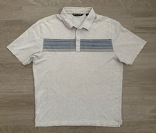 Travis Mathew Golf Polo Shirt Men's Large Short Sleeves Gray Striped