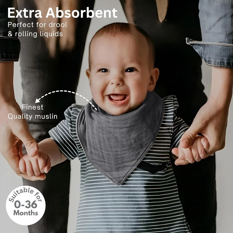 Baberos babaera bandana bebé 8 un. para niños niñas, unisex suaves baberos para bebés ofertas de muselina Foto 3 de 4