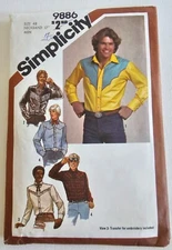 Uncut Vtg 1980 MENS WESTERN SHIRT Cowboy SIMPLICITY 9886 Scarf SZ 46 CHEST XXL