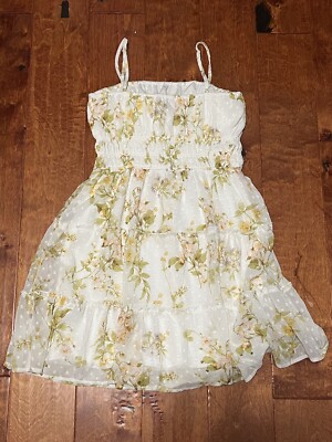 Ivory Floral Ruffle Tiered Dress Medium Francesca's Boutique NWT $56 Fast Ship