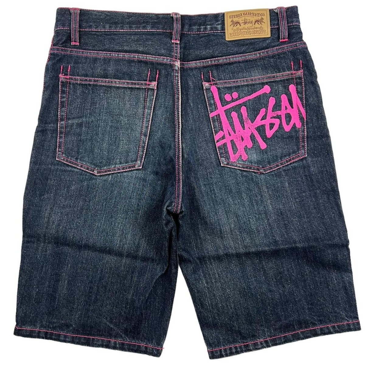 Vintage 00s Stussy Pink Spellout Pocket Logo Shorts / Jorts