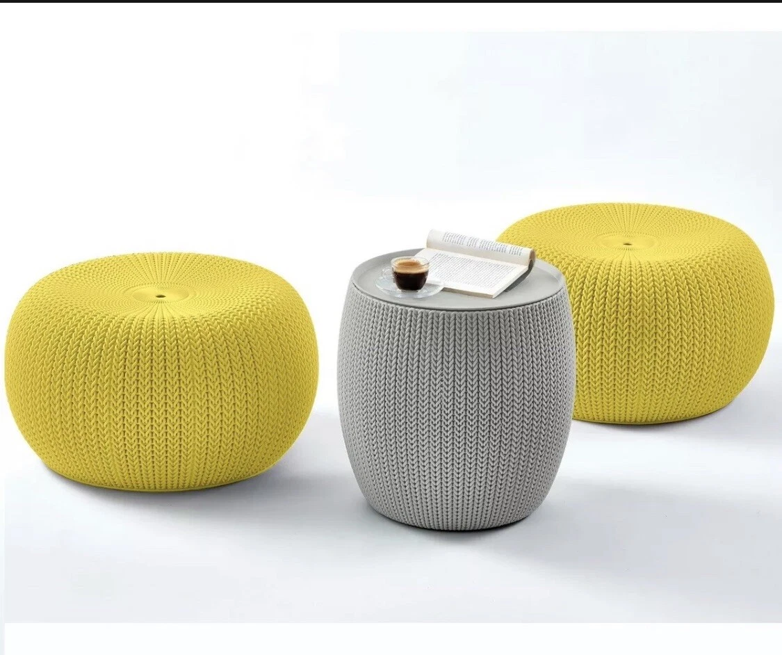 White 2024 knit pouf