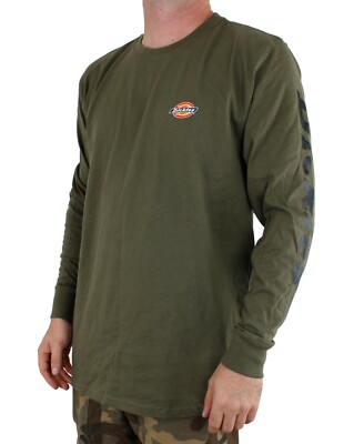 Tシャツ・カットソー DICKIES Men T-shirt Olive DK0A4XDB OGX1 Dickies Men's T-Shirt Long Sleeve Logo Print Heavyweight