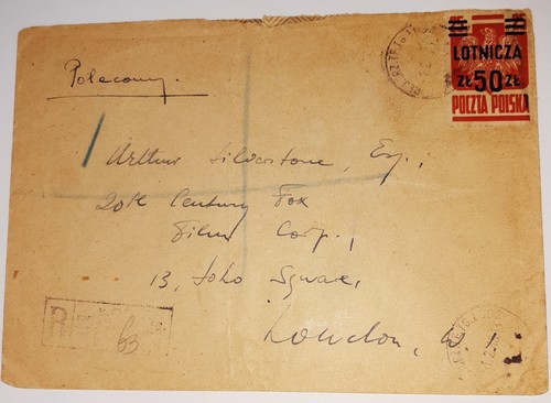 Stamps, Poland: Goznak. Fi 442b. Cover Lodz, Poland to London, UK. Error - Afbeelding 1 van 5