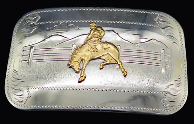 Irvine Jachens Cowboy Bucking Bronco Horse Award Banners Vintage Belt Buckle