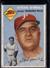 1954 Topps #127 Steve O'Neill Manager Philadelphia Phillies VG-EX (scuffs)