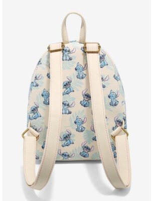 Loungefly Cream Tropical Stitch Mini Backpack with Mint Patch ?Loungefly Disney Lilo & Stitch Locations Mini Backpack  main image 4