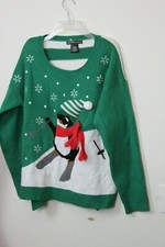 Penguin Skiing Holiday Ugly Christmas Sweater Size XL United States Sweater