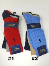 Polo Ralph Lauren Men's Socks, Soft Touch Ribbed Heel Toe 3 Pack, size 10-13