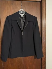 Worthington Stretch Separates Womens Black Zip Front Jacket Size 6