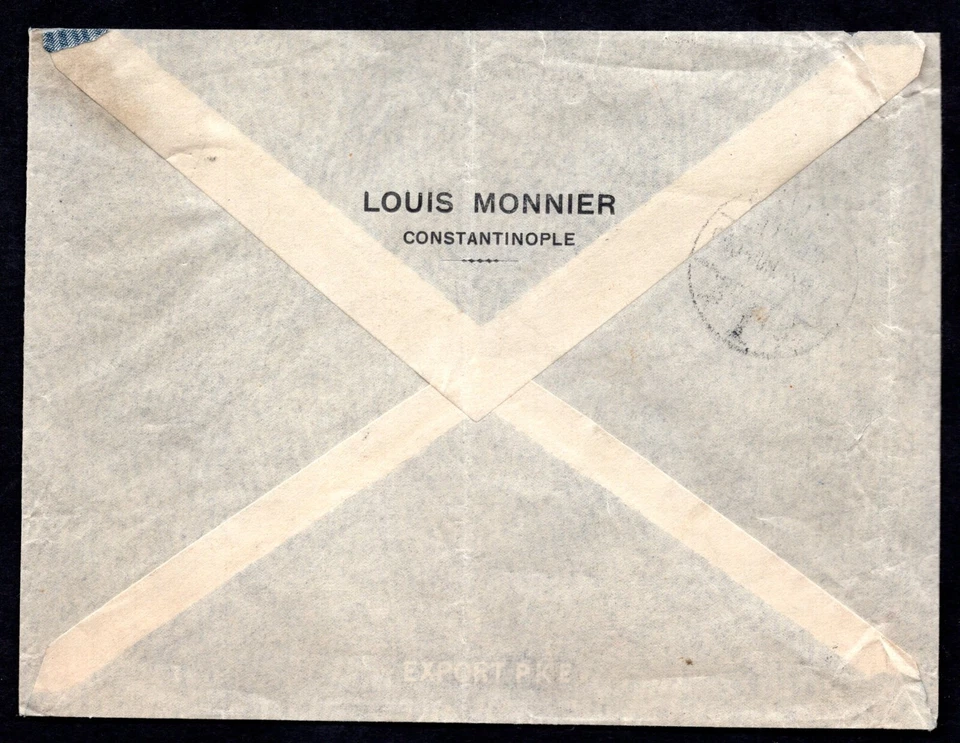 GERMANY TURKEY 1905 CONSTANTINOPLE TO FIUME, HUNGARY REGISTERED COVER - Image 2 of 2