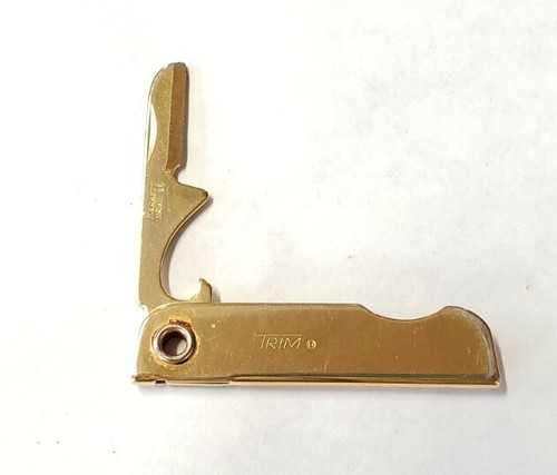 Vintage Trim Single Blade Knife Bottle Opener MultiTool Bassett USA Gold Tone