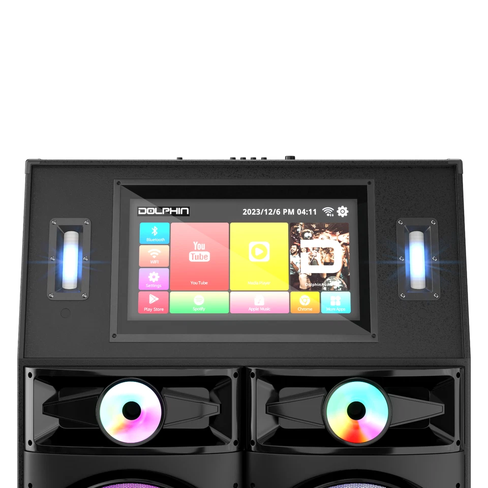 12" Dolphin XL-4120 Karaoke Party Speaker Loud Bass w/ 18" Smart Tablet & 2 Mics - Image 3 of 4