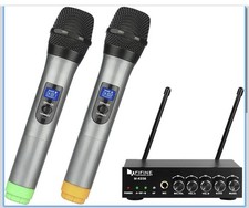Fifine UHF Dual Channel Wireless Handheld Microphone, Easy-to-use Karaoke K036